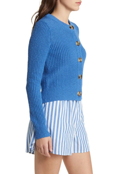 Shop Madewell Textural Knit Cardigan Sweater In Hermitage Blue