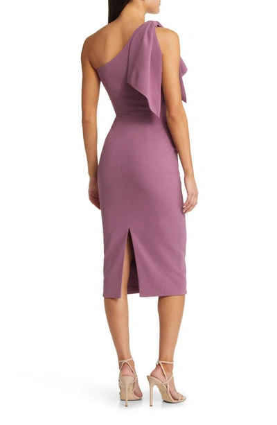 Shop Dress The Population Tiffany One-shoulder Midi Dress In Orchid