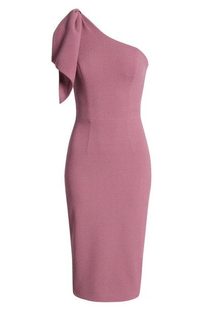 Shop Dress The Population Tiffany One-shoulder Midi Dress In Orchid