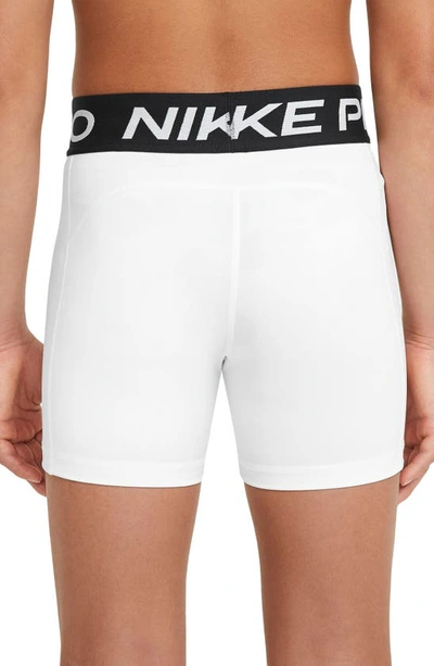 Shop Nike Kids' Pro Shorts In White/ Pure Platinum