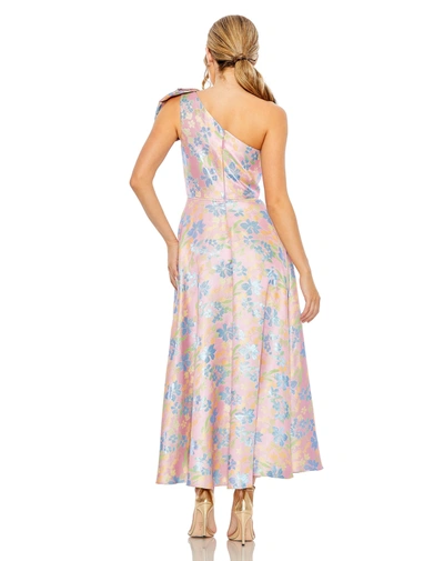 Shop Mac Duggal One Shoulder Embroidered Floral A Line Dress In Pink Multi