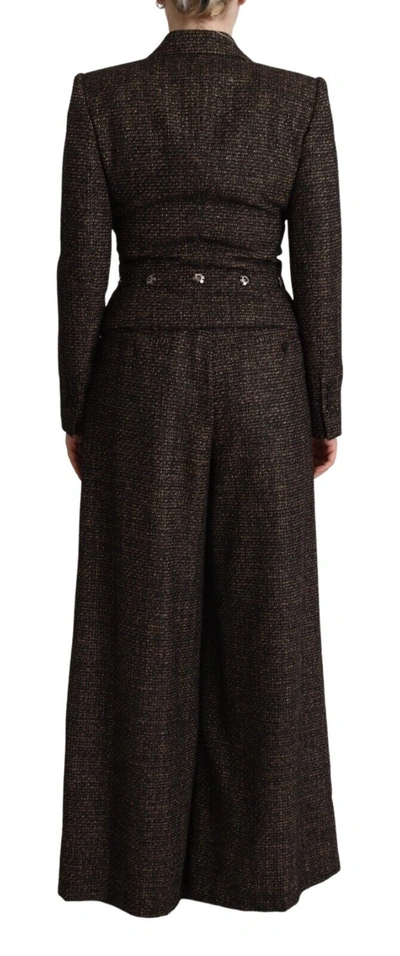 Shop Dolce & Gabbana Dark Brown Wool Single Breasted 2 Pc Jacket Women's Pants