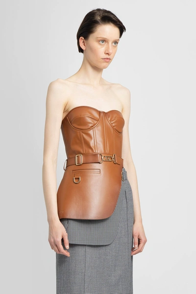 Fendi Strapless Belted Asymmetric Jersey Bustier Top In Brown ModeSens