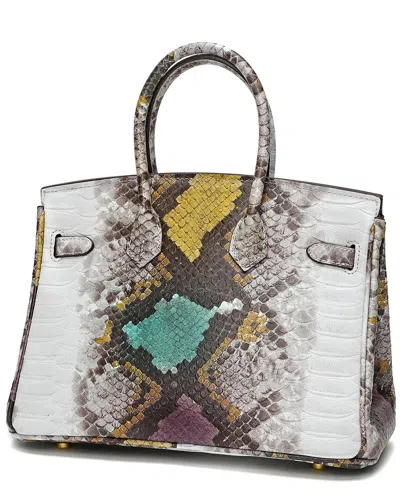 Shop Tiffany & Fred Snake-embossed Leather Satchel In Silver