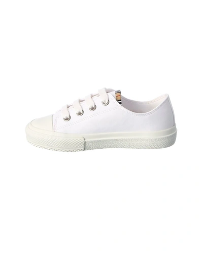 Shop Burberry Icon Stripe Logo Canvas Sneaker In White