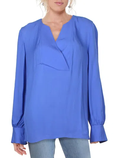 Shop Elie Tahari Reva Womens Silk Sheer Dress Top In Blue