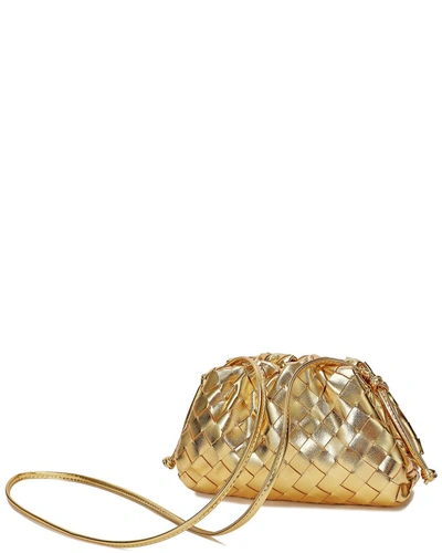 Shop Tiffany & Fred Woven Metallic Leather Pouch In Gold