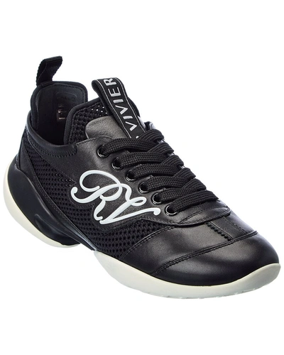 Shop Roger Vivier Viv Match Leather & Mesh Sneaker In Black