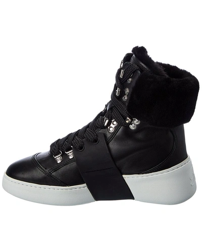 Shop Roger Vivier Viv Skate Mounty Leather Sneaker In Black