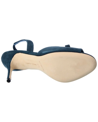 Shop Manolo Blahnik Amelie 90 Suede & Leather Sandal In Blue