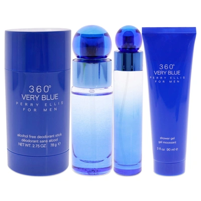 Shop Perry Ellis 360 Very Blue By  For Men - 4 Pc Gift Set 3.4oz Edt Spray, 7.5ml Edt Spray, 2.75oz Deodor