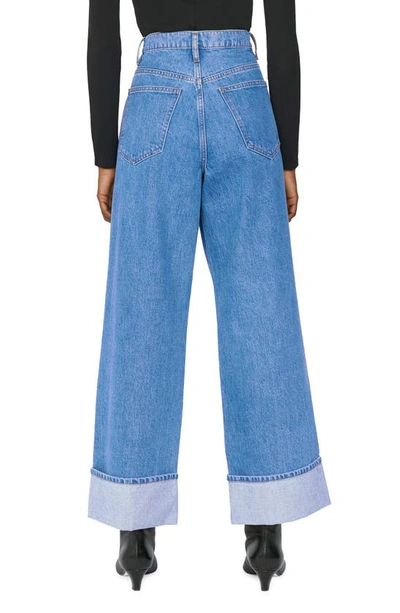 Shop Frame High Waist Cuffed Wide Leg Jeans In Meadow