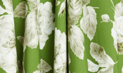 Shop Erdem Johanne Jeweled Floral Print One-shoulder Midi Dress With Bow In Kiwi