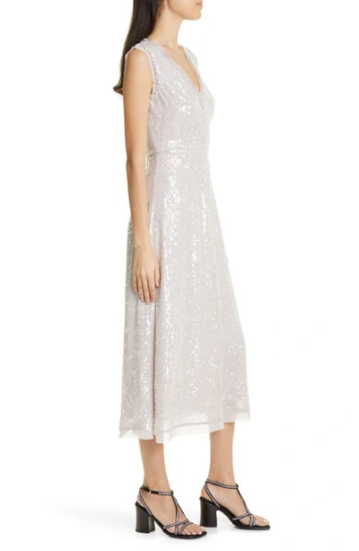 Shop Erdem Denise Crystal Embellished Sequin Sleeveless Midi Dress In Ice Pink