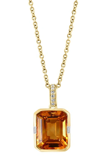 Shop Effy 14k Yellow Gold Diamond Citrine Pendant Necklace In Orange