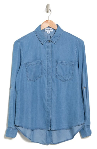 Shop For The Republic Roll-tab Sleeve Tencel® Button-up Shirt In Washed Chambray