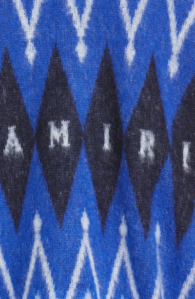 Shop Amiri Argyle Mohair & Alpaca Blend Cardigan In Blue