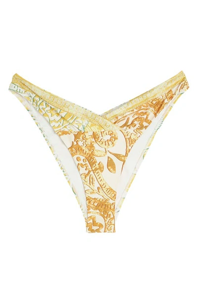 Shop River Island V-front Bikini Bottoms In Yellow