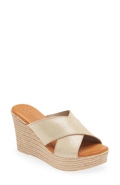 Shop Cordani Braylin Espadrille Wedge Sandal In Soft Gold Suede