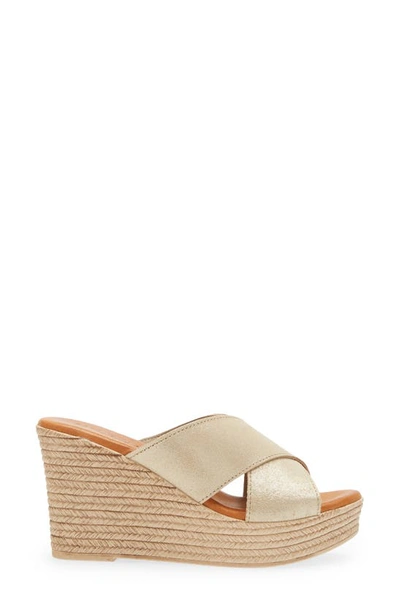 Shop Cordani Braylin Espadrille Wedge Sandal In Soft Gold Suede