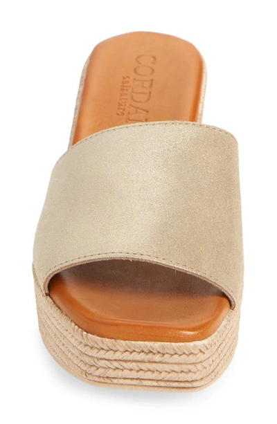 Shop Cordani Bibi Espadrille Wedge Slide Sandal In Soft Gold Suede