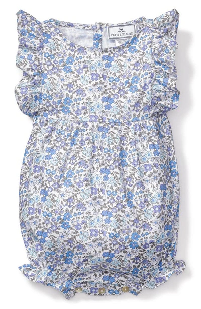 Petite Plume Fleur Dazur Ruffle Romper In Blue