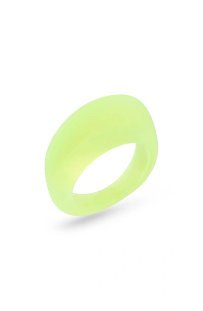 Shop Saint Laurent Flat Oval Resin Ring In Yellow Fluo