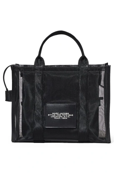 Shop Marc Jacobs The Medium Mesh Tote Bag In Black Out
