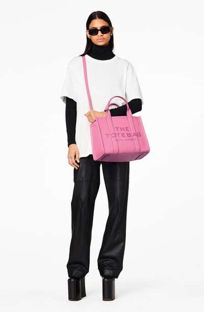 Marc Jacobs The Medium Tote Leather Bag In Candy Pink/silver