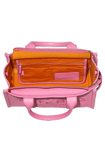 Shop Marc Jacobs The Leather Medium Tote Bag In Candy Pink