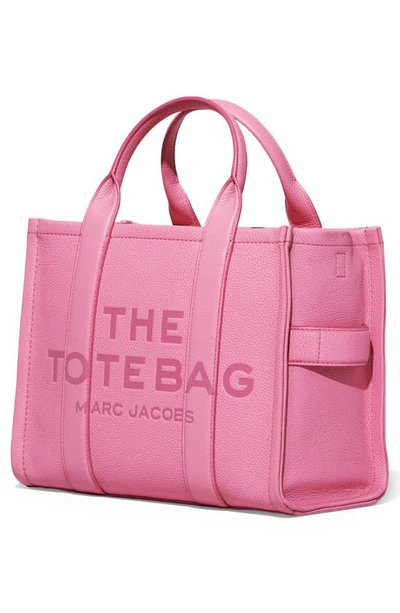 Shop Marc Jacobs The Leather Medium Tote Bag In Candy Pink