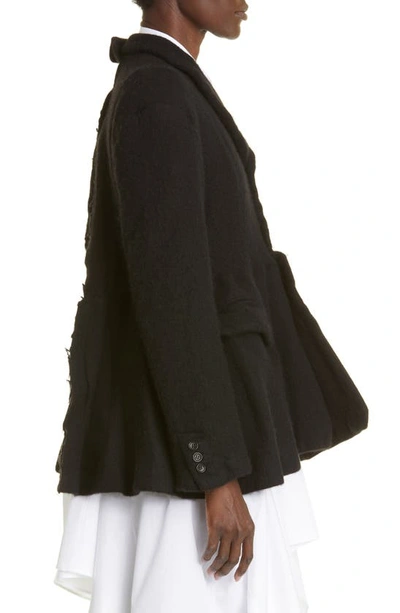 Shop Comme Des Garçons Open Back Wool Blend Tweed Jacket In Black