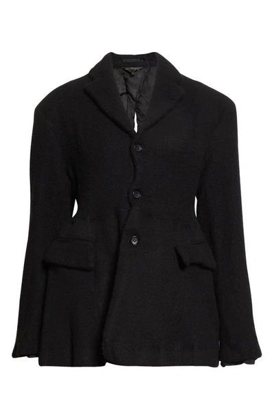 Shop Comme Des Garçons Open Back Wool Blend Tweed Jacket In Black