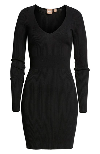Shop Hugo Boss Finesa Long Sleeve Sweater Dress In Black