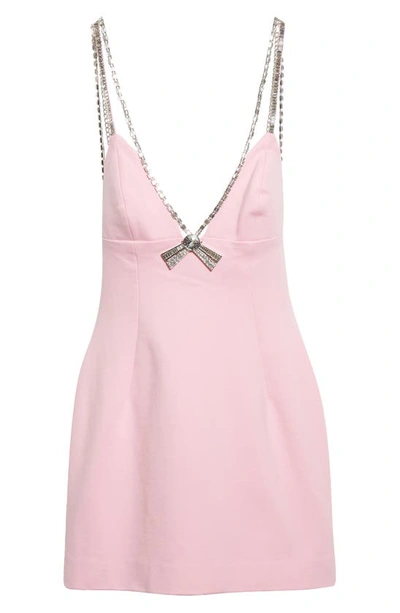 Shop Area Deco Bow Plunge Neck Minidress In Pink