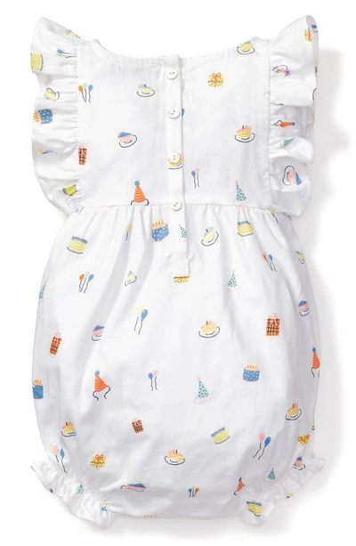 Petite Plume Birthday Print Ruffle Romper In White