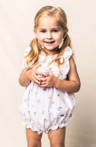 Petite Plume Birthday Print Ruffle Romper In White