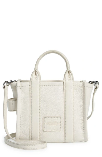 Marc Jacobs The Micro Leather Tote Bag In Cotton/silver