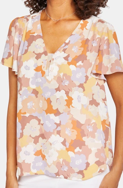 Nydj Flutter Sleeve Blouse In Sunset Grove