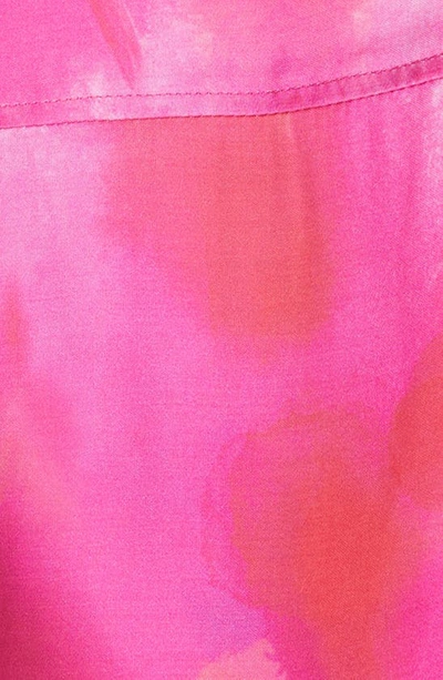 Shop Ahluwalia Kati Watercolor Print Ruched Shirt In Pink/ Orange