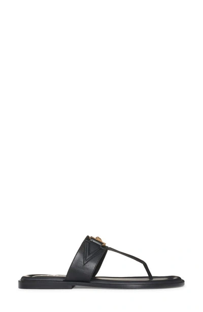 Versace Black Open Square Toe Sandals In Black  Gold