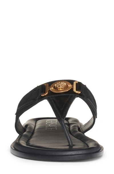 Shop Versace Biggie Medusa Flip Flop In Black  Gold