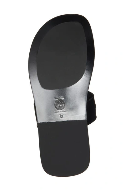 Versace Black Open Square Toe Sandals In Black  Gold