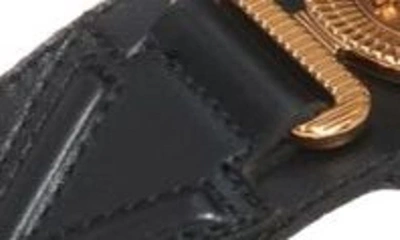 Versace Black Open Square Toe Sandals In Black  Gold