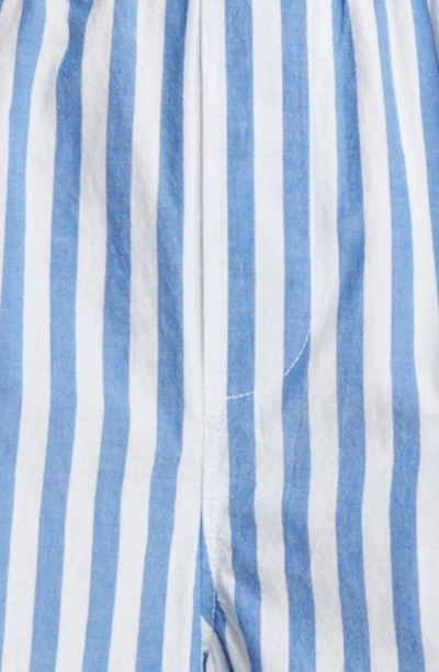Shop Madewell Stripe Signature Poplin Pull-on Shorts In Hermitage Blue