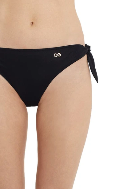 Shop Dolce & Gabbana Side Tie Bikini Bottoms In Black