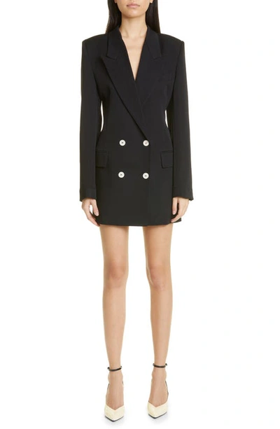 Shop Victoria Beckham Tailored Long Sleeve Wool Gabardine Jacket Dress In Black