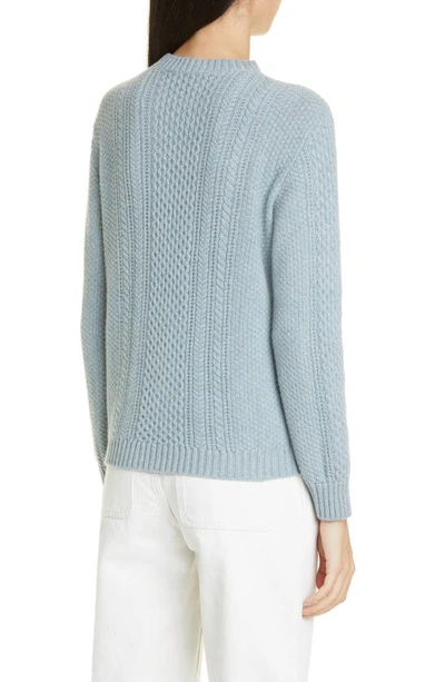 Shop Loro Piana Cable Knit Baby Cashmere Sweater In W0rp Clear Blue Clou