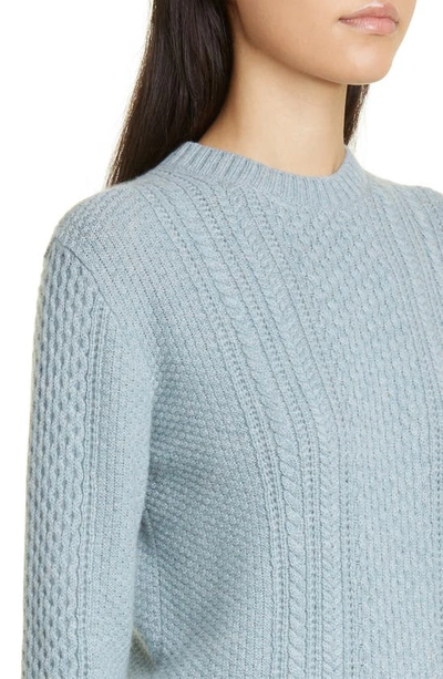 Shop Loro Piana Cable Knit Baby Cashmere Sweater In W0rp Clear Blue Clou