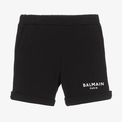 Shop Balmain Boys Black Cotton Logo Shorts